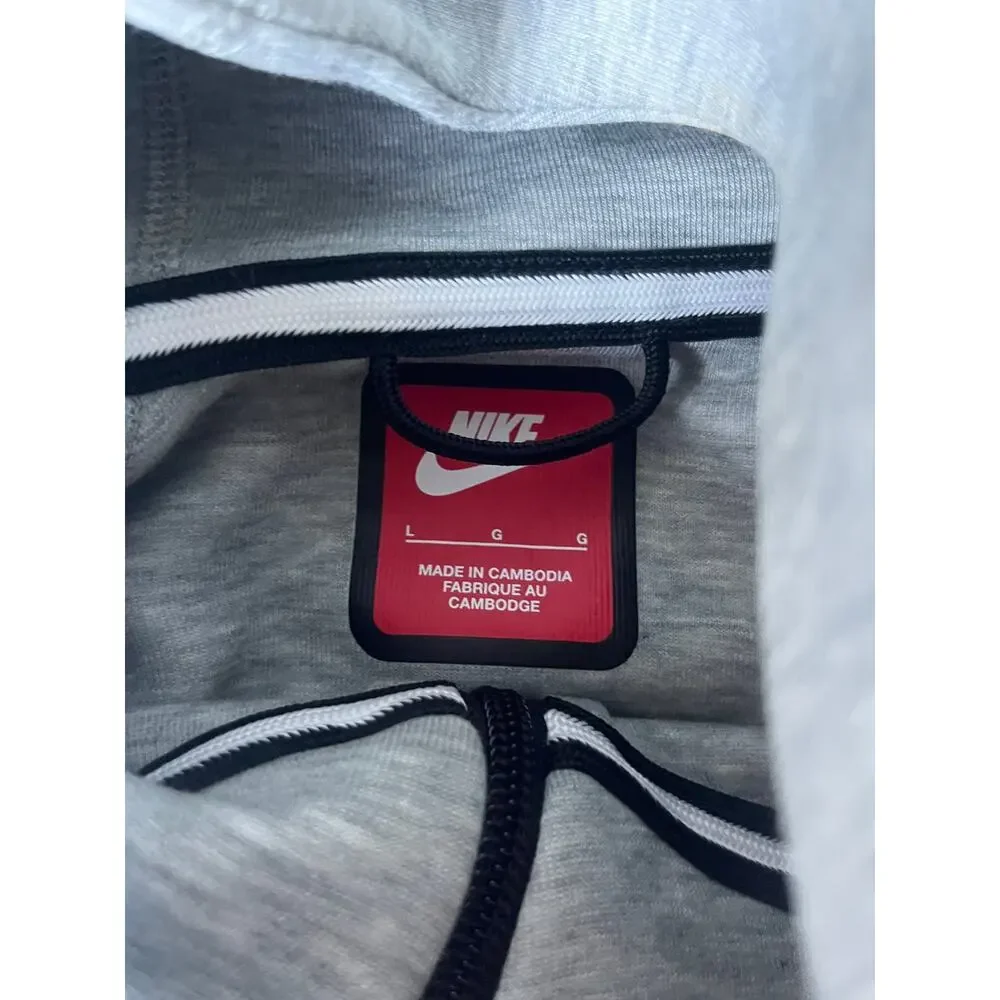 Nike Tech Fleece Hoodie Mens L Gray Full Zip Funnel Neck Raglan Athletic Sports